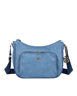 Ynot - Borsa a spalla hobo Tg L in tessuto ed ecopelle Cloud
