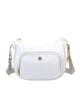  Ynot - Borsa a spalla hobo Tg L in tessuto ed ecopelle Cloud