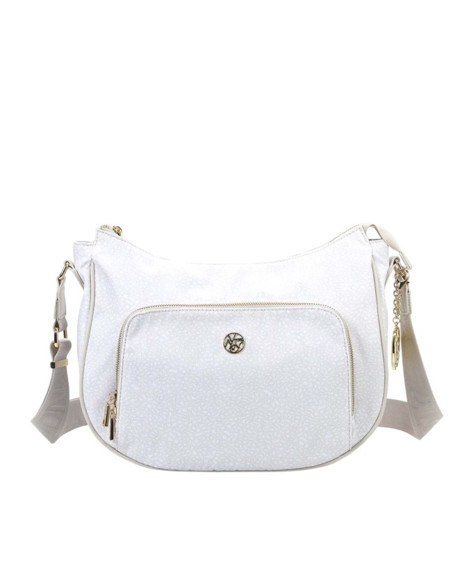Ynot - Borsa a spalla hobo Tg L in tessuto ed ecopelle Cloud