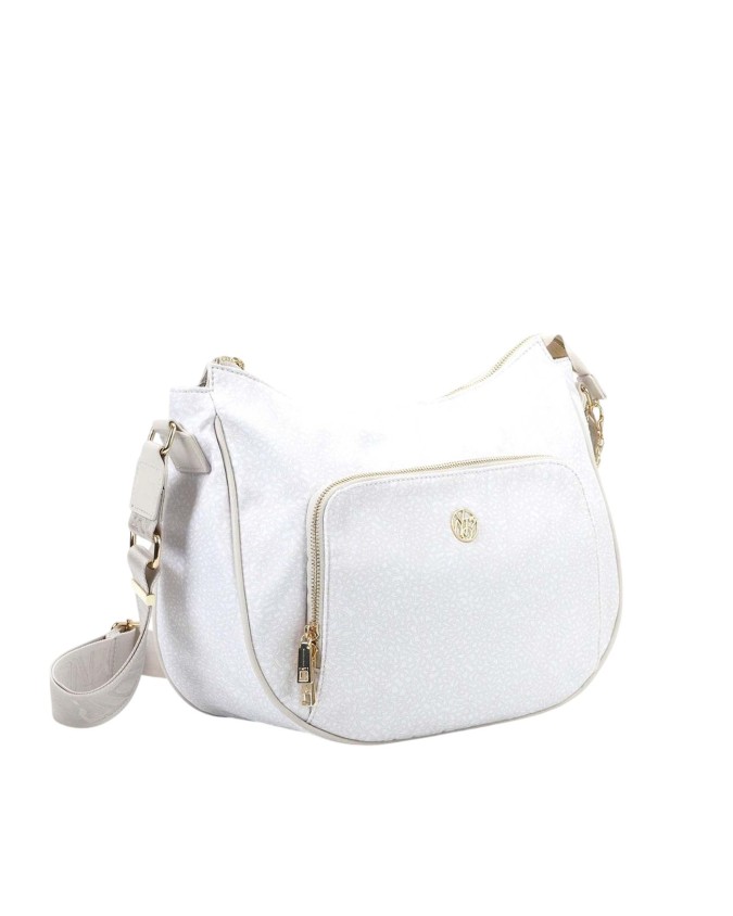 Ynot - Borsa a spalla hobo Tg L in tessuto ed ecopelle Cloud