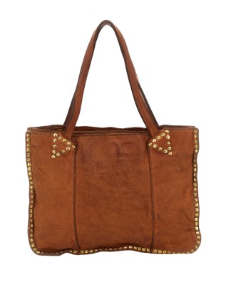 Campomaggi - Borsa Shopping con Borchie e Tracolla in Pelle
