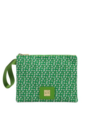 Ynot - Women's "Garden" Floral Canvas Clutch - Emerald