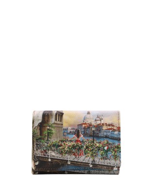 Ynot - Women's Wallet with Flap and Button in Faux...