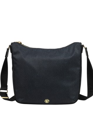 Ynot - Large Women's Hobo Bag in Cloud Fabric - BLACK