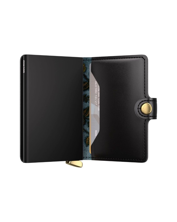 Secrid - Miniwallet in pelle e alluminio Stitch Floral Plus