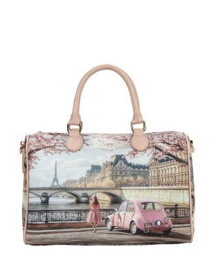  Ynot - Borsa bauletto Tg. L in ecopelle stampa città Yesbag