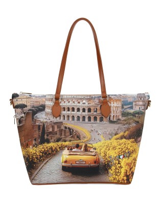 Ynot - Borsa shopping Tg. M in ecopelle stampa città Yesbag
