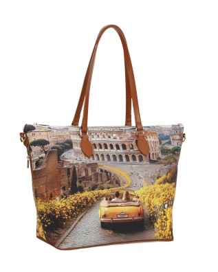  Ynot - Borsa shopping Tg. M in ecopelle stampa città Yesbag 2