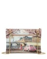 Ynot  - Large faux leather clutch with a "Yesbag" city-print shoulder strap