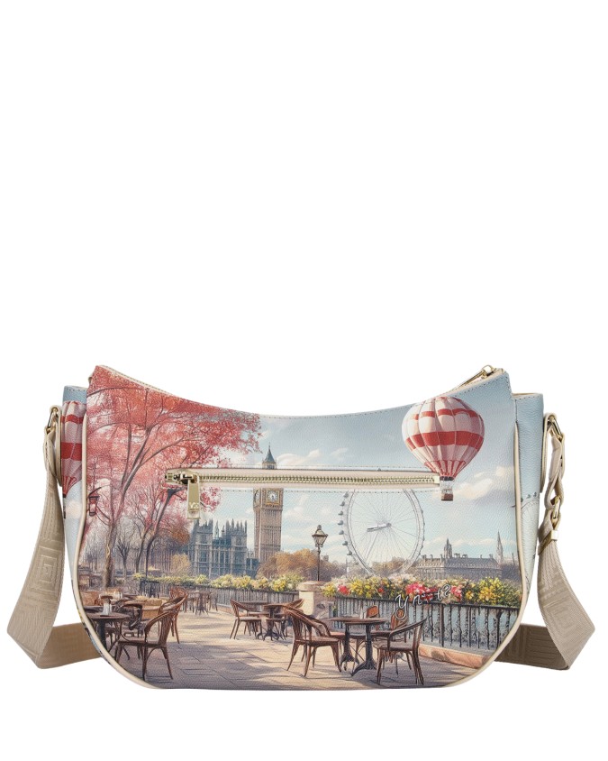 Ynot - Large Tote Bag with Faux Leather Shoulder Strap, "Città