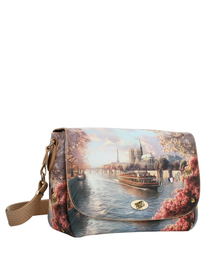 Ynot – Posttasche mit Klappe, Größe M, aus Kunstleder mit