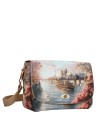 Ynot - Size M Messenger Bag with Flap in Faux Leather with