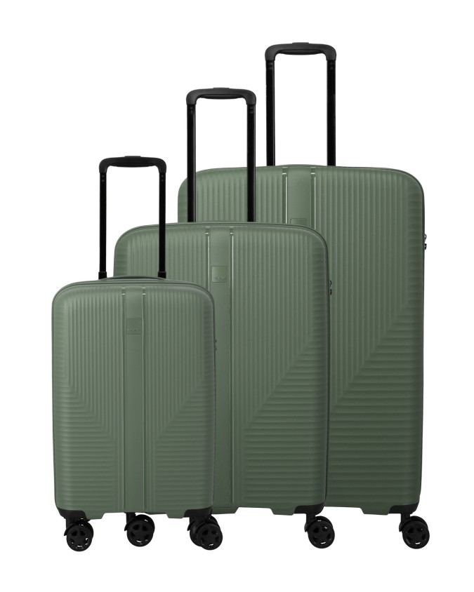 Travelite - Set di valigie in 3 misure S/M/L (Slim) in polipropilene Air Stripe