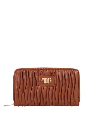  Ynot - Portafoglio Zip Around Donna con Texture Plissettata