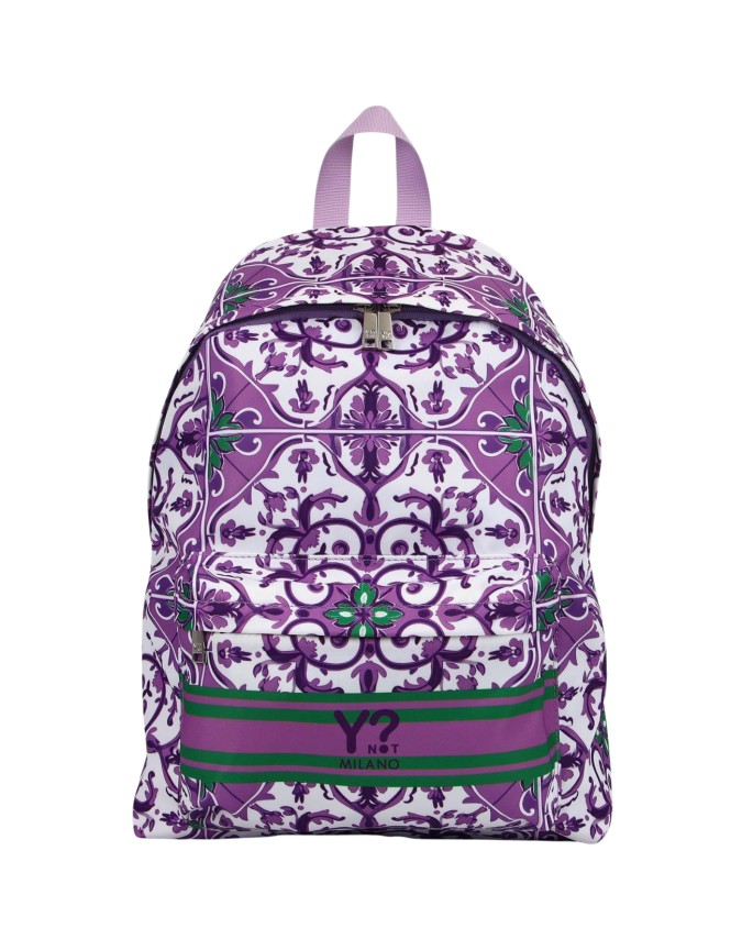  Ynot - Zaino da Donna con Stampa Effetto Maiolica in Nylon