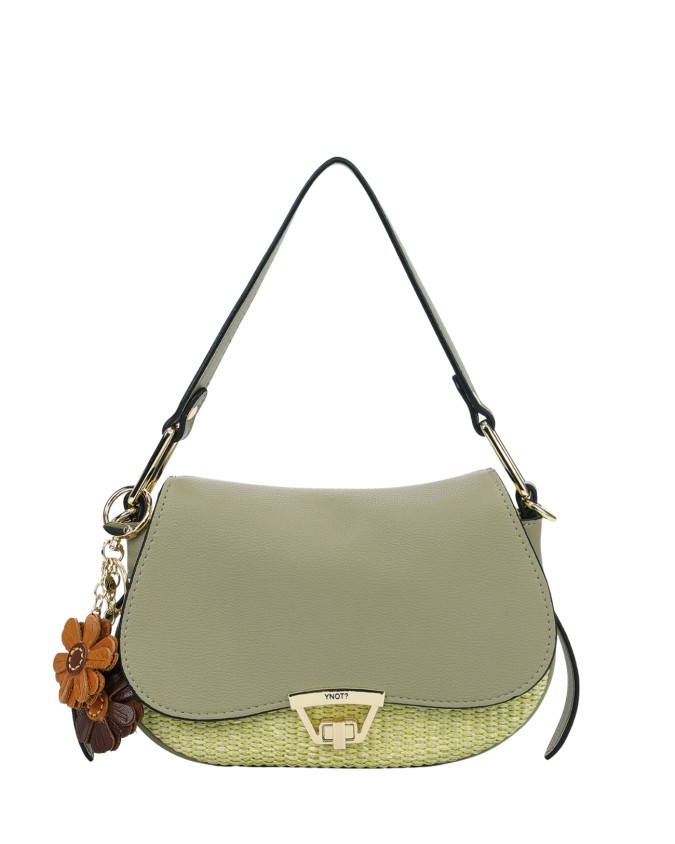 Ynot - XS Flap Shoulder Bag in straw-effect fabric and Malindi