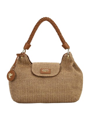 Ynot - Shoulder Bag with Flap and Braided Handle, Size L, in
