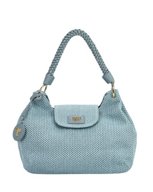  Ynot - Borsa a spalla con patta e manico Intrecciato Tg. 