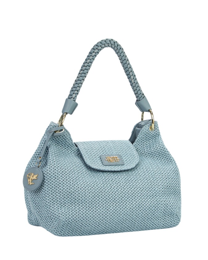 Ynot - Shoulder Bag with Flap and Braided Handle, Size L, in