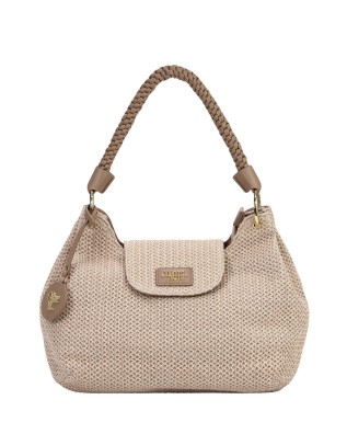  Ynot - Borsa a spalla con patta e manico Intrecciato Tg. 