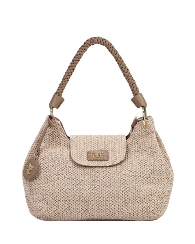 Ynot - Shoulder Bag with Flap and Braided Handle, Size L, in