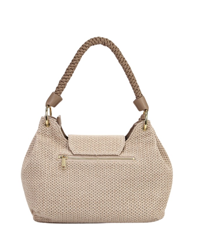 Ynot - Shoulder Bag with Flap and Braided Handle, Size L, in
