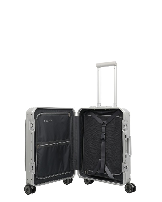 Travelite – Trolley cabina S+ in alluminio con tasca frontale 4 ruote Next