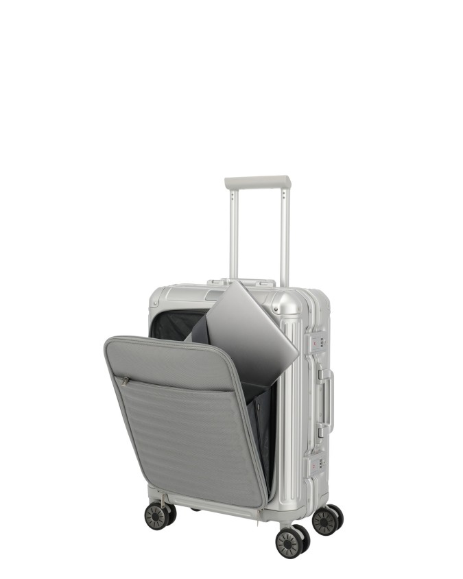 Travelite – Trolley cabina S+ in alluminio con tasca frontale 4 ruote Next