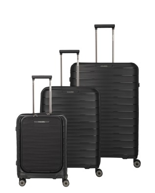Travelite - Set di valigie in polipropilene M/L/S con tasca frontale 4 Ruote Mooby