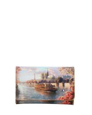 Ynot - Women's Faux Leather Wallet with Flap, "Città" Print