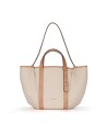 Nannini - Laura Leather and Canvas Shopper Bag with Two Handles and a Shoulder Strap