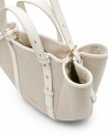Nannini - Laura Leather and Canvas Shopper Bag with Two Handles and a Shoulder Strap