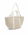 Nannini - Shopper-Tasche mit zwei Henkeln und einem Schulterriemen aus Leder und Canvas Laura