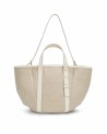 Nannini - Laura Leather and Canvas Shopper Bag with Two Handles and a Shoulder Strap