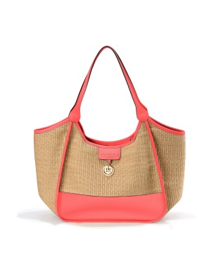 Nannini - Borsa Shopping in Rafia e Pelle Sunset