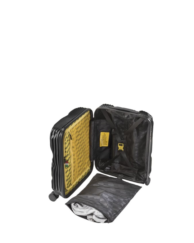 Crash Baggage - Small cabin-size trolley made of ribbed polycarbonate, 55 cm, 4 wheels, Stripe
