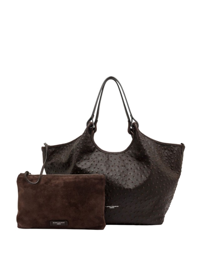 Gianni Chiarini - Large Dua ostrich-print leather shoulder bag