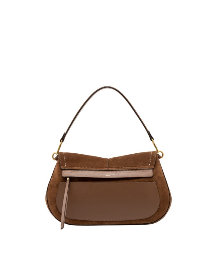 Gianni Chiarini - Suede shoulder bag with flap and shoulder