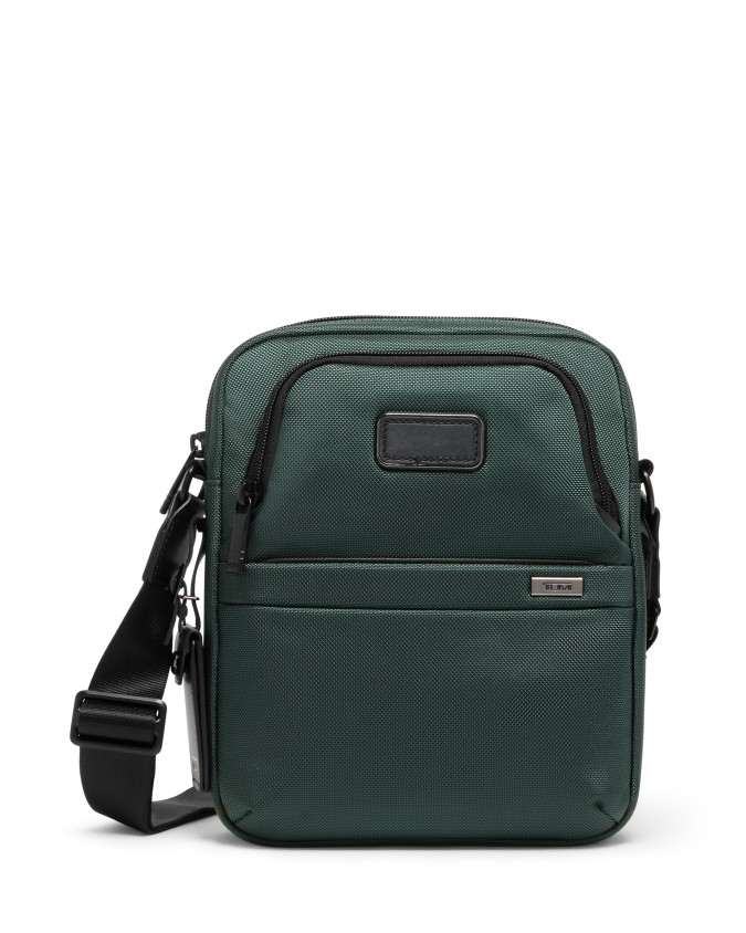 Tumi - Borsa a tracolla compatta in pelle in nylon balistico