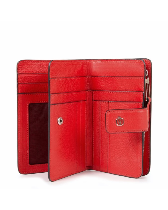 PIQUADRO - Port.glio donna,porta monete,cart credito in pelle -