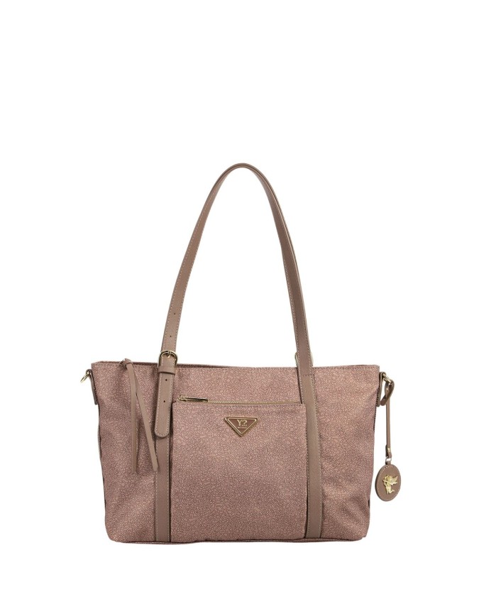 Ynot - XL Shoulder Shopping Bag in Logoed Fabric and Faux
