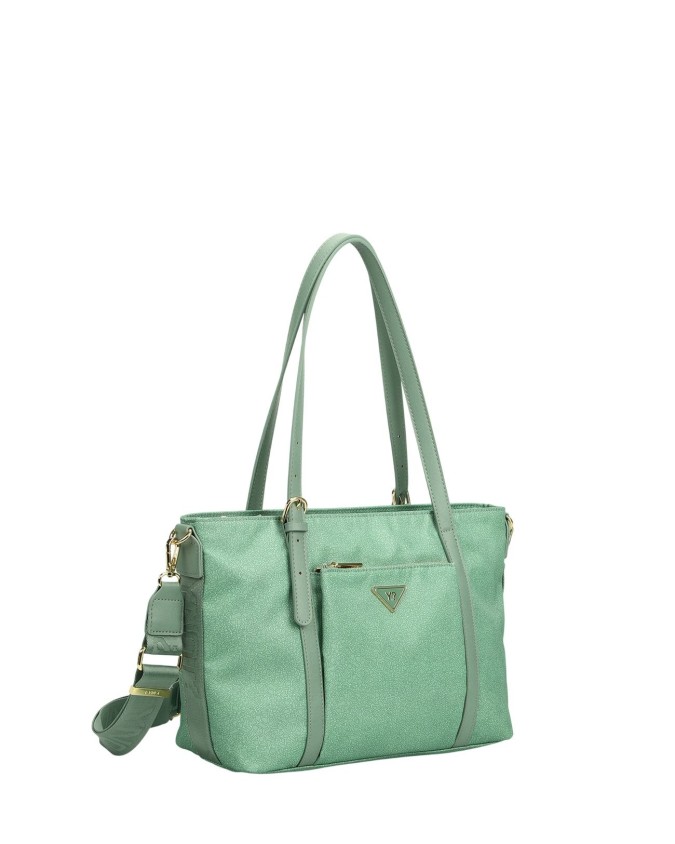 Ynot - XL Shoulder Shopping Bag in Logoed Fabric and Faux