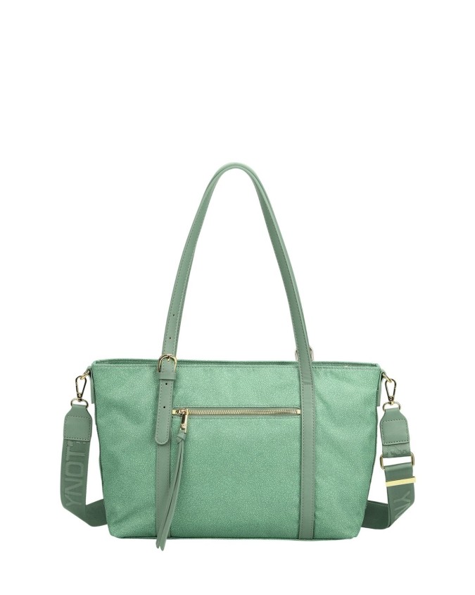 Ynot - XL Shoulder Shopping Bag in Logoed Fabric and Faux