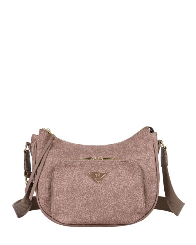 Ynot - Medium Hobo Bag in logo-printed fabric and faux leather