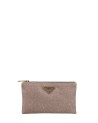Ynot - Size M Clutch Bag in Logoed Fabric and Cloud Faux Leather