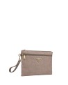 Ynot - Clutch with side drawstring in logoed fabric and Cloud