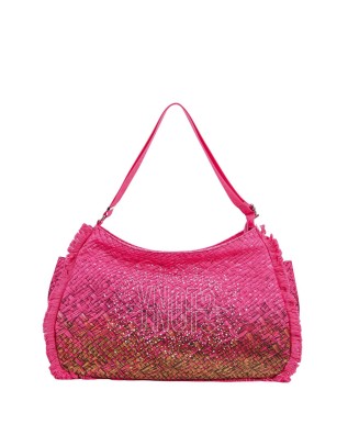  Ynot - Borsa hobo a spalla da mare in nylon con frange