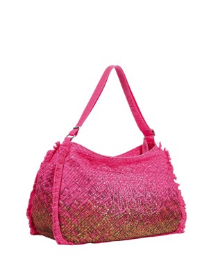  Ynot - Borsa hobo a spalla da mare in nylon con frange 2