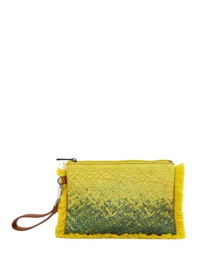  Ynot - Clutch donna in nylon con manico removibile e frange