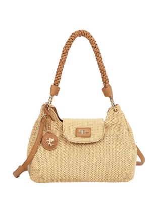 Ynot - Borsa a Spalla con Patta e Manico Intrecciato Effetto